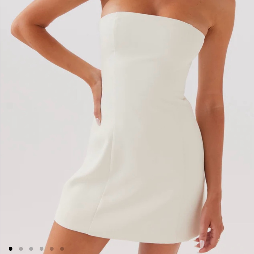 Peppermayo White Ayanna Strapless Mini Dress